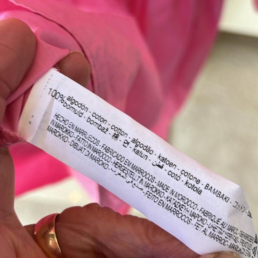 Zara Pink Cotton Poplin Long Sleeve Shirt Min Dress Medium - Picture 9 of 10